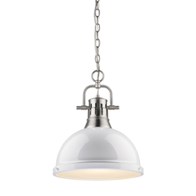  3602-L PW-WH - Duncan 1 Light Pendant with Chain in Pewter with a White Shade